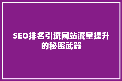 SEO排名引流网站流量提升的秘密武器
