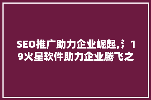 SEO推广助力企业崛起,氵19火星软件助力企业腾飞之路
