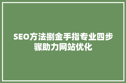 SEO方法捌金手指专业四步骤助力网站优化