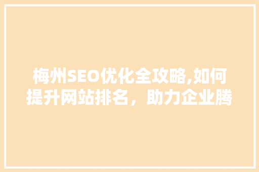 梅州SEO优化全攻略,如何提升网站排名，助力企业腾飞  第1张