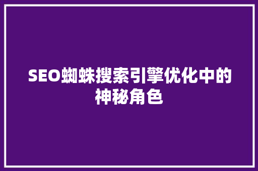 SEO蜘蛛搜索引擎优化中的神秘角色