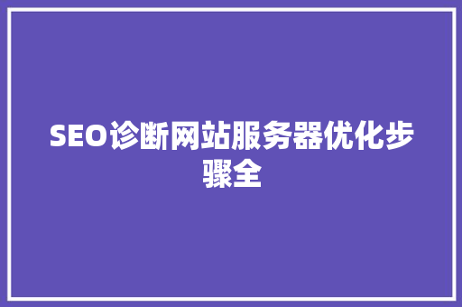 SEO诊断网站服务器优化步骤全