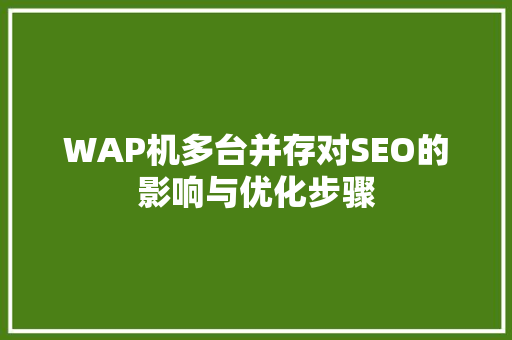 WAP机多台并存对SEO的影响与优化步骤