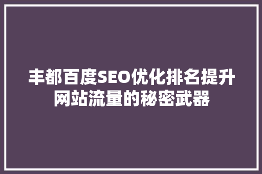 丰都百度SEO优化排名提升网站流量的秘密武器