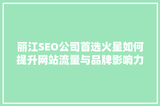 丽江SEO公司首选火星如何提升网站流量与品牌影响力