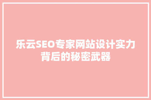 乐云SEO专家网站设计实力背后的秘密武器