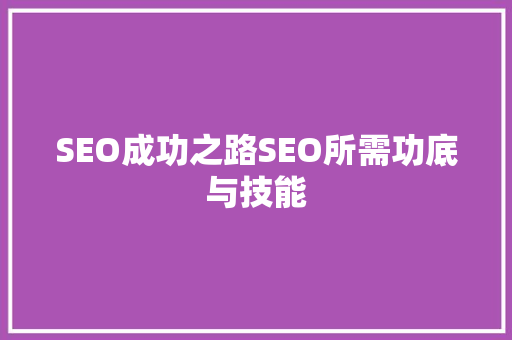 SEO成功之路SEO所需功底与技能