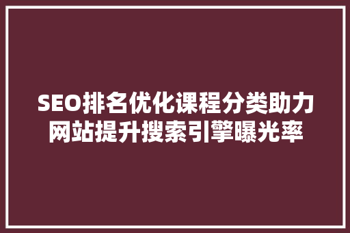 SEO排名优化课程分类助力网站提升搜索引擎曝光率