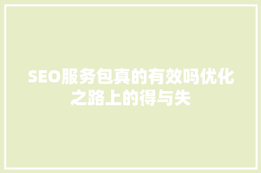 SEO服务包真的有效吗优化之路上的得与失
