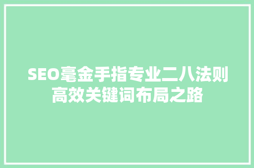 SEO毫金手指专业二八法则高效关键词布局之路