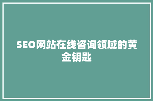 SEO网站在线咨询领域的黄金钥匙