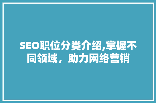 SEO职位分类介绍,掌握不同领域，助力网络营销