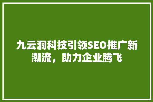 九云洞科技引领SEO推广新潮流，助力企业腾飞