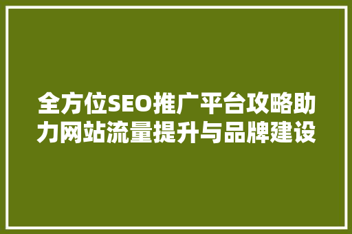 全方位SEO推广平台攻略助力网站流量提升与品牌建设