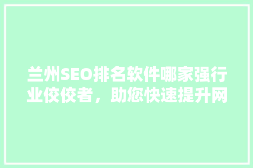 兰州SEO排名软件哪家强行业佼佼者，助您快速提升网站排名