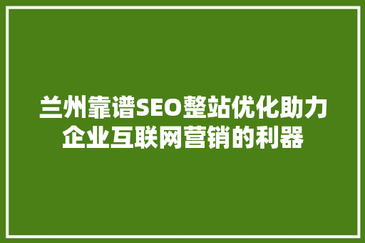 兰州靠谱SEO整站优化助力企业互联网营销的利器