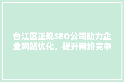 台江区正规SEO公司助力企业网站优化，提升网络竞争力