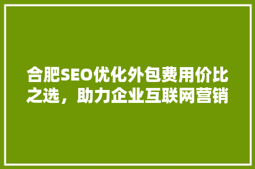 合肥SEO优化外包费用价比之选，助力企业互联网营销