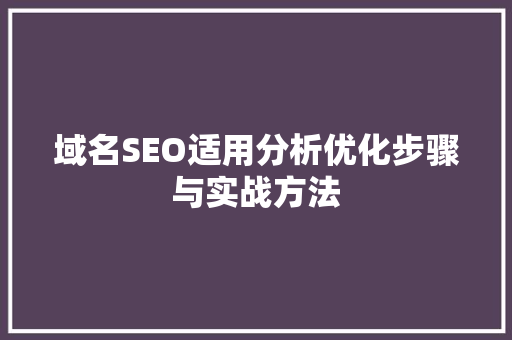 域名SEO适用分析优化步骤与实战方法