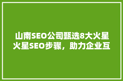 山南SEO公司甄选8大火星火星SEO步骤，助力企业互联网营销
