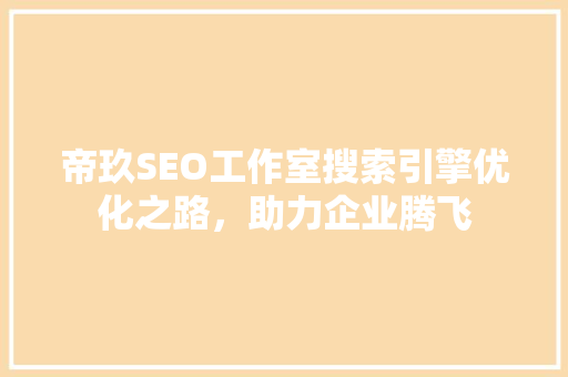 帝玖SEO工作室搜索引擎优化之路，助力企业腾飞