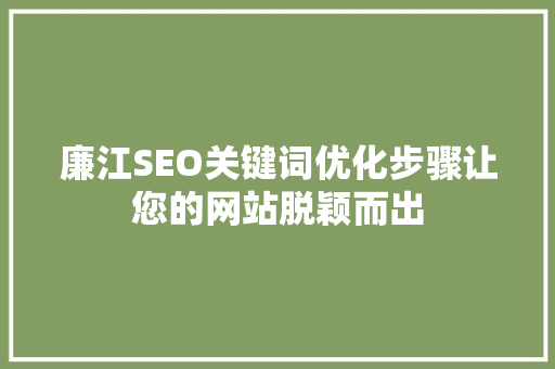 廉江SEO关键词优化步骤让您的网站脱颖而出
