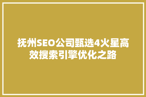 抚州SEO公司甄选4火星高效搜索引擎优化之路