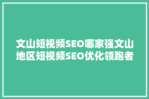 文山短视频SEO哪家强文山地区短视频SEO优化领跑者