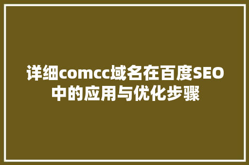 详细comcc域名在百度SEO中的应用与优化步骤