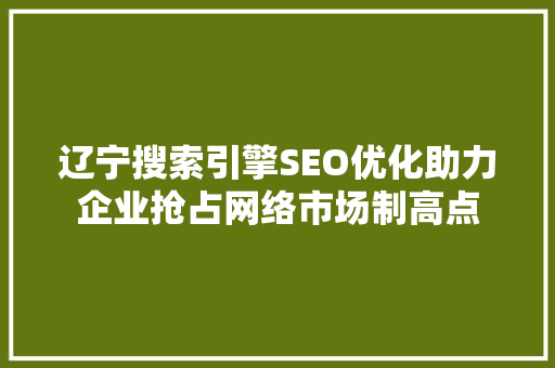 辽宁搜索引擎SEO优化助力企业抢占网络市场制高点