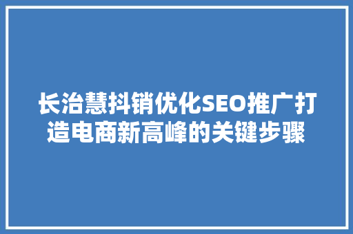 长治慧抖销优化SEO推广打造电商新高峰的关键步骤