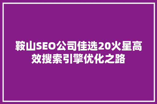 鞍山SEO公司佳选20火星高效搜索引擎优化之路
