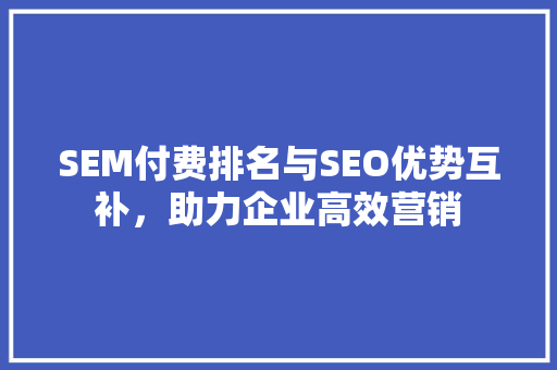 SEM付费排名与SEO优势互补，助力企业高效营销