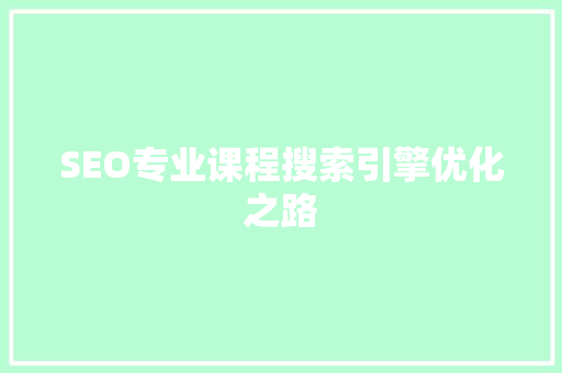 SEO专业课程搜索引擎优化之路