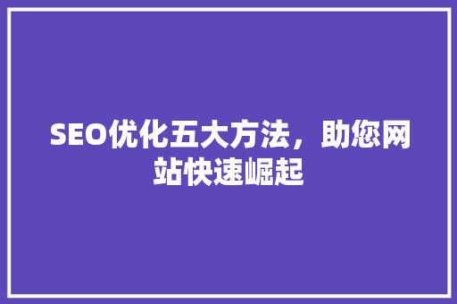 SEO优化五大方法，助您网站快速崛起