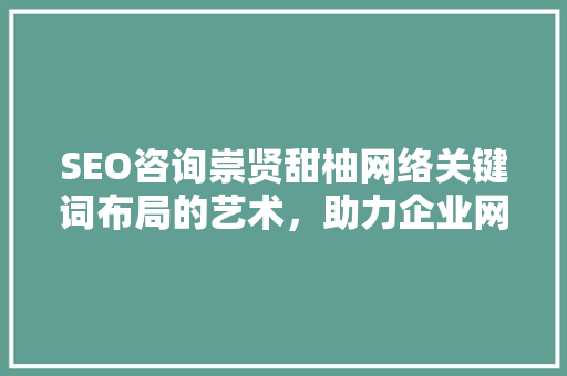SEO咨询崇贤甜柚网络关键词布局的艺术，助力企业网络营销腾飞