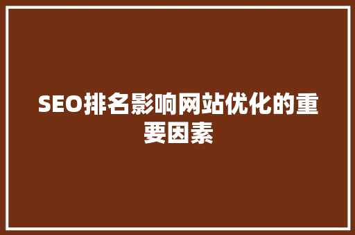 SEO排名影响网站优化的重要因素