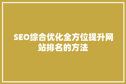 SEO综合优化全方位提升网站排名的方法
