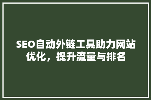 SEO自动外链工具助力网站优化，提升流量与排名