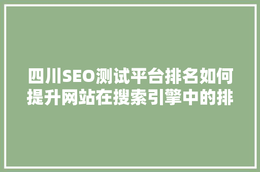 四川SEO测试平台排名如何提升网站在搜索引擎中的排名