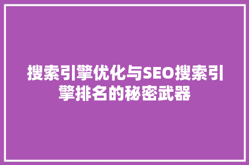 搜索引擎优化与SEO搜索引擎排名的秘密武器