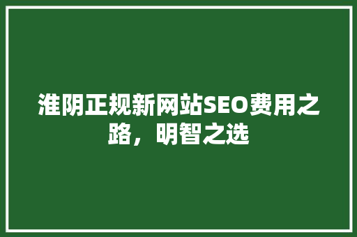 淮阴正规新网站SEO费用之路，明智之选