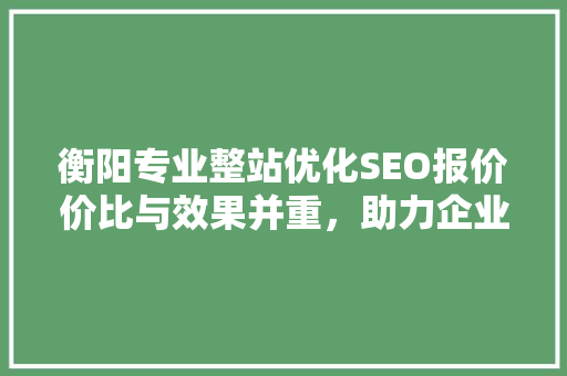 衡阳专业整站优化SEO报价价比与效果并重，助力企业腾飞