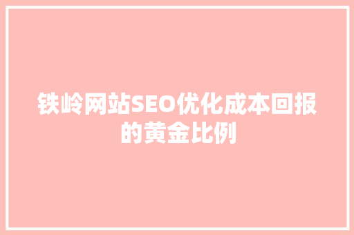 铁岭网站SEO优化成本回报的黄金比例