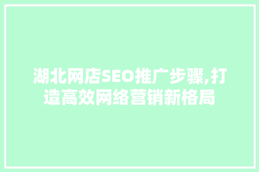 湖北网店SEO推广步骤,打造高效网络营销新格局