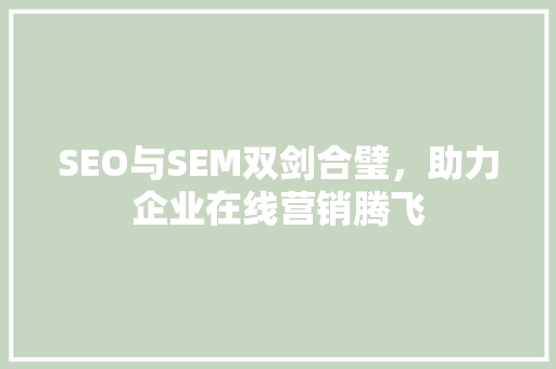 SEO与SEM双剑合璧，助力企业在线营销腾飞