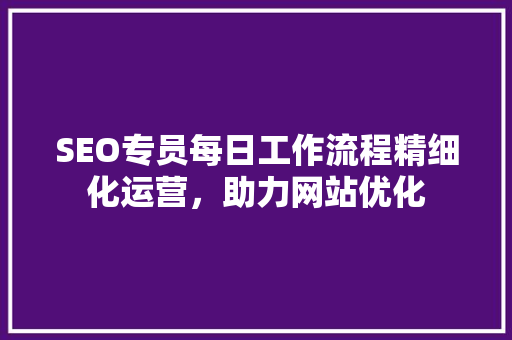SEO专员每日工作流程精细化运营，助力网站优化