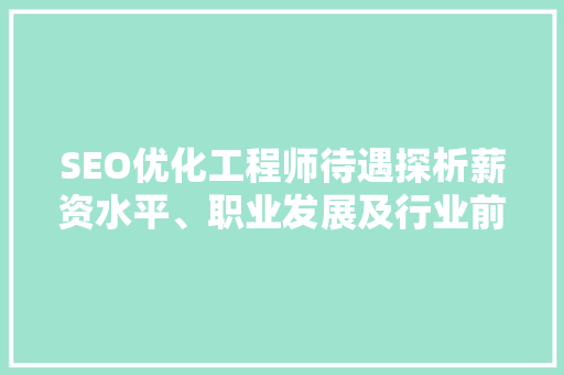 SEO优化工程师待遇探析薪资水平、职业发展及行业前景