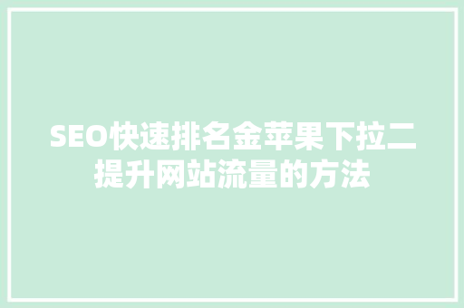 SEO快速排名金苹果下拉二提升网站流量的方法