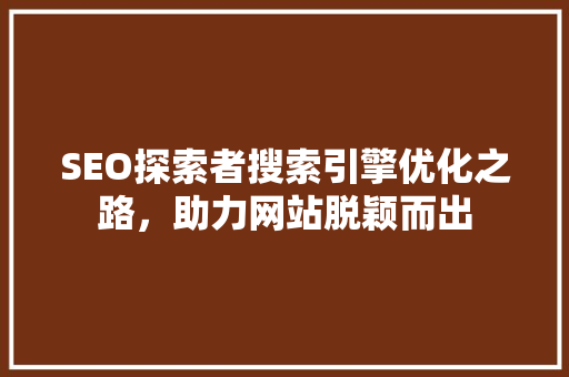 SEO探索者搜索引擎优化之路，助力网站脱颖而出
